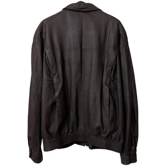 Vintage Remy Dark Brown Leather Bomber Jacket - Men's Size 44 (L) - Made in USA - Picture 2 of 9